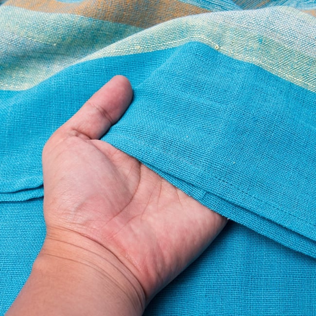 〔225cm×150cm〕柔らか手触りのイタワ織りマルチクロス - ブルー 4 - 柔らかい手触りながらも強度を感じる厚みです。