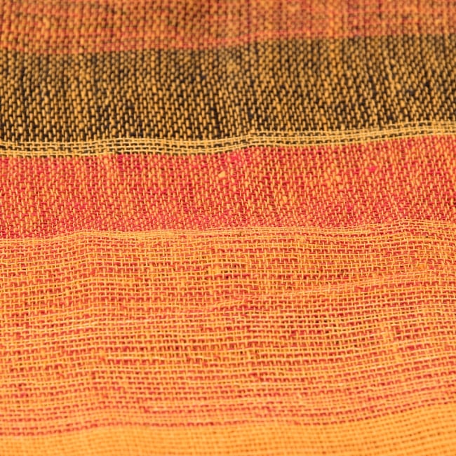 〔225cm×150cm〕柔らか手触りのイタワ織りマルチクロス - オレンジ 3 - インド現地でつくられています。どこか素朴さを感じる素敵な生地です。
