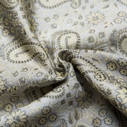 〔約105cm×105cm〕インドの金糸入りテーブルカバー -ペイズリー×グレー - サブ3