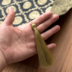 〔約105cm×105cm〕インドの金糸入りテーブルカバー -ブラック×サークル - サブ5