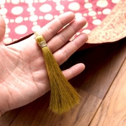 〔約105cm×105cm〕インドの金糸入りテーブルカバー -レッド×サークル - サブ5