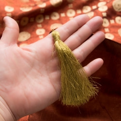 〔約105cm×105cm〕インドの金糸入りテーブルカバー -オレンジ×サークル - サブ5