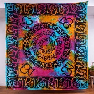 マルチクロス - オーン模様　タイダイホーリーカラー〔約200cm×約218cm〕