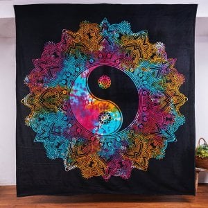 マルチクロス - 太極図 タイダイホーリーカラー〔約209cm×約213cm〕