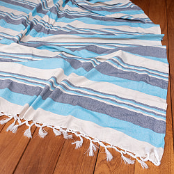 〔235cm×150cm〕カディコットン風マルチクロス - ストライプ柄 グリーン系 - サブ4