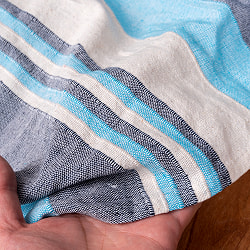 〔235cm×150cm〕カディコットン風マルチクロス - ストライプ柄 グリーン系 - サブ5