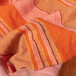 〔235cm×150cm〕カディコットン風マルチクロス - ストライプ柄 オレンジ系 - サブ5