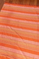 〔235cm×150cm〕カディコットン風マルチクロス - ストライプ柄 オレンジ系