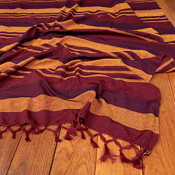 〔235cm×150cm〕カディコットン風マルチクロス - ストライプ柄 オータム系 - サブ4