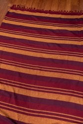 [日替わりセール品]〔235cm×150cm〕カディコットン風マルチクロス - ストライプ柄 オータム系