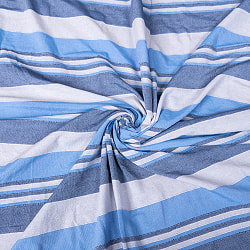 〔235cm×150cm〕カディコットン風マルチクロス - ストライプ柄 ブルー系 - サブ3