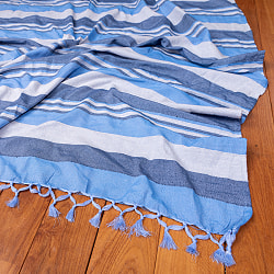 〔235cm×150cm〕カディコットン風マルチクロス - ストライプ柄 ブルー系 - サブ4