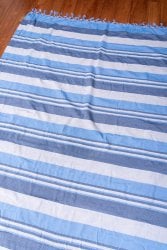 〔235cm×150cm〕カディコットン風マルチクロス - ストライプ柄 ブルー系