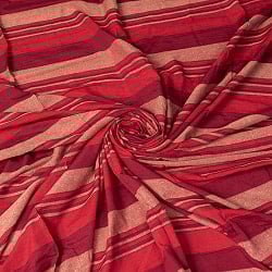 〔260cm×215cm〕カディコットン風マルチクロス - ストライプ柄 赤×えんじ系 - サブ4