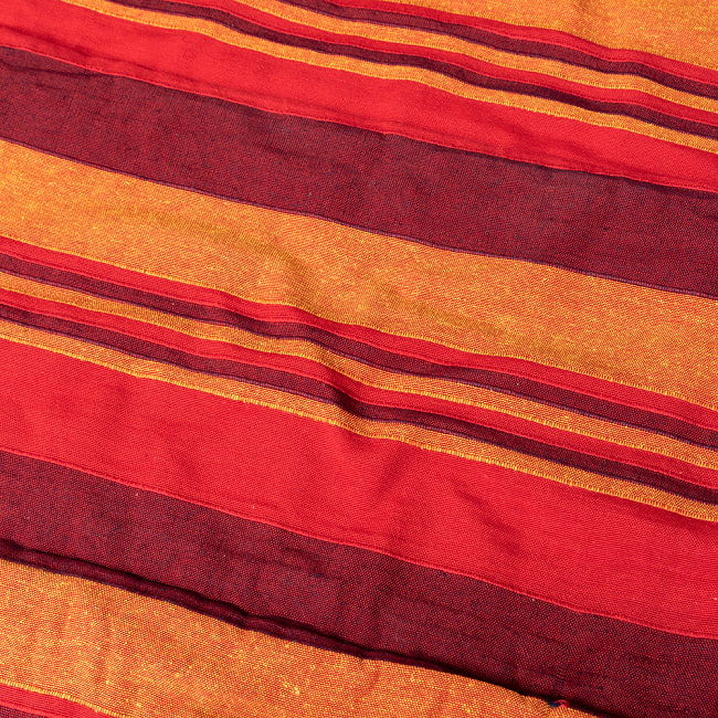 〔260cm×215cm〕カディコットン風マルチクロス - ストライプ柄 オレンジ×赤系 3 - インド現地でつくられています。どこか素朴さを感じる素敵な生地です。