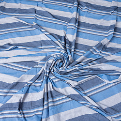 〔260cm×215cm〕カディコットン風マルチクロス - ストライプ柄 水色系 - サブ4