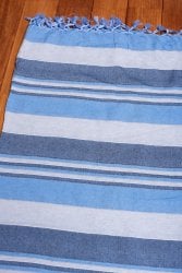 〔260cm×215cm〕カディコットン風マルチクロス - ストライプ柄 水色系