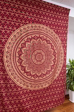 マルチクロス - えんじゴールドラメマンダラ〔135cm×204〕大きな布 - サブ2