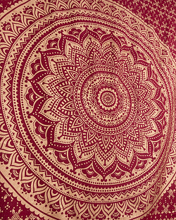 マルチクロス - えんじゴールドラメマンダラ〔135cm×204〕大きな布 - サブ3