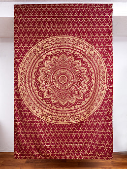 マルチクロス - えんじゴールドラメマンダラ〔135cm×204〕大きな布の商品写真