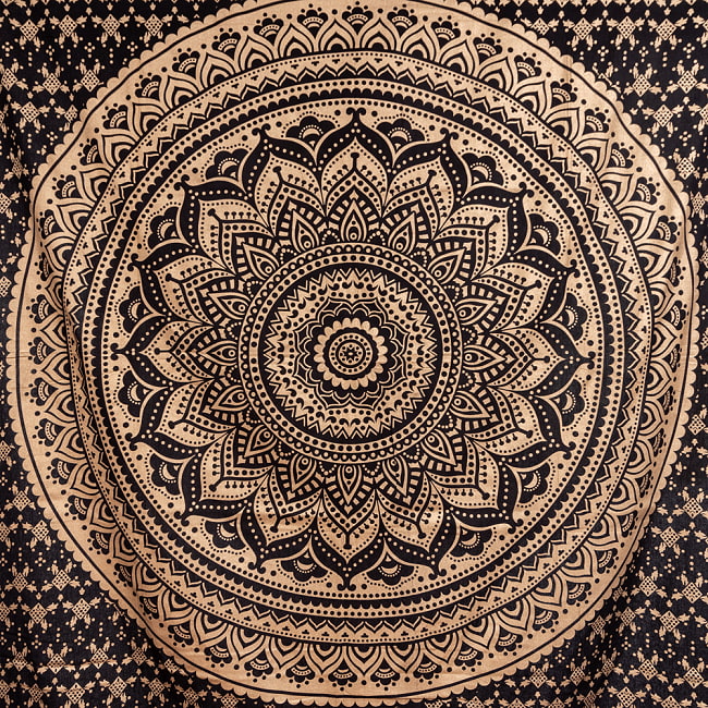 マルチクロス - ブラック＆ゴールドラメマンダラ〔135cm×201〕大きな布 5 - 細部の写真です