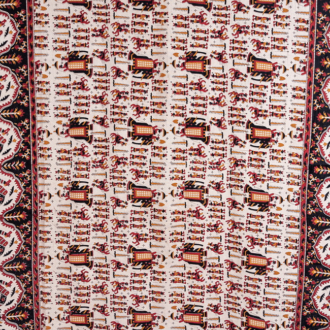 〔各色あり〕マルチクロス　ゾウ祭り〔136cm×198〕大きな布 4 - 拡大写真です
