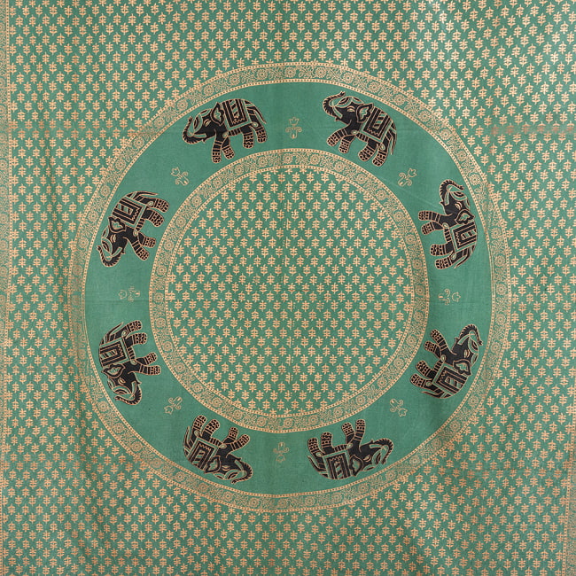 マルチクロス - 円環と象さん　ゴールドラメ〔143cm×212〕大きな布 4 - 拡大写真です