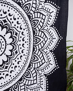 マルチクロス - モノトーン　フラワーマンダラ〔127cm×210〕大きな布 - サブ5