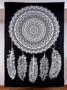 マルチクロス - モノトーン　ドリームキャッチャー〔137cm×200〕大きな布