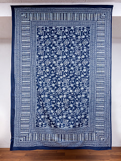 マルチクロス - ろうけつ染め風　象と更紗模様〔141cm×213〕大きな布の商品写真