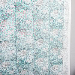 ジャイプル　職人手作り　インド伝統の木版染め更紗マルチクロス〔約225cm×約155cm〕美しい色彩　ボタニカル　テーブルクロス　ベッドカバー　ソファーカバー　パーテーションなどへ - サブ5