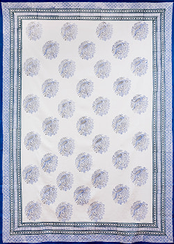 ジャイプル 職人手作り インド伝統の木版染め更紗マルチクロス〔約220cm×約152cm〕美しい色彩 ボタニカル テーブルクロス ベッドカバー ソファーカバー パーテーションなどへ - サブ2