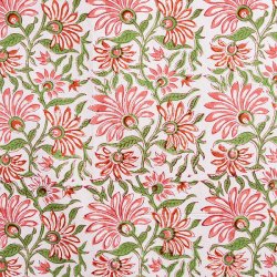 ジャイプル 職人手作り インド伝統の木版染め更紗マルチクロス〔約220cm×約151cm〕美しい色彩 ボタニカル テーブルクロス ベッドカバー ソファーカバー パーテーションなどへ(ID-BDCB-1547)