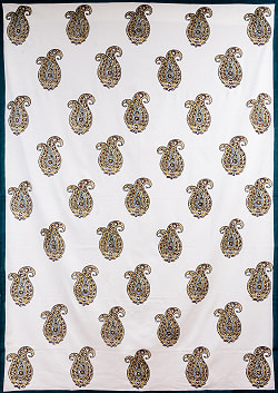 ジャイプル 職人手作り インド伝統の木版染め更紗マルチクロス〔約227cm×約155cm〕美しい色彩 ボタニカル テーブルクロス ベッドカバー ソファーカバー パーテーションなどへ - サブ2