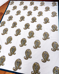 ジャイプル 職人手作り インド伝統の木版染め更紗マルチクロス〔約227cm×約155cm〕美しい色彩 ボタニカル テーブルクロス ベッドカバー ソファーカバー パーテーションなどへ - サブ4