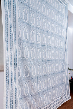 ジャイプル 職人手作り インド伝統の木版染め更紗マルチクロス〔約225cm×約155cm〕美しい色彩 ボタニカル テーブルクロス ベッドカバー ソファーカバー パーテーションなどへ - サブ3