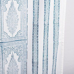 ジャイプル　職人手作り　インド伝統の木版染め更紗マルチクロス〔約225cm×約155cm〕美しい色彩　ボタニカル　テーブルクロス　ベッドカバー　ソファーカバー　パーテーションなどへ - サブ5