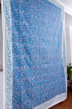 ジャイプル 職人手作り インド伝統の木版染め更紗マルチクロス〔約225cm×約152cm〕美しい色彩 ボタニカル テーブルクロス ベッドカバー ソファーカバー パーテーションなどへ - サブ3