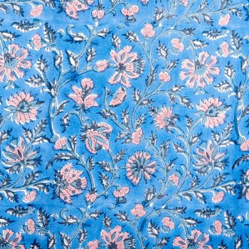 ジャイプル 職人手作り インド伝統の木版染め更紗マルチクロス〔約225cm×約152cm〕美しい色彩 ボタニカル テーブルクロス ベッドカバー ソファーカバー パーテーションなどへ