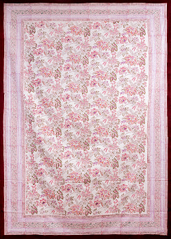 ジャイプル 職人手作り インド伝統の木版染め更紗マルチクロス〔約227cm×約155cm〕美しい色彩 ボタニカル テーブルクロス ベッドカバー ソファーカバー パーテーションなどへ - サブ2