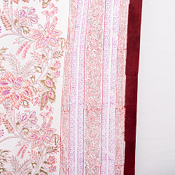 ジャイプル　職人手作り　インド伝統の木版染め更紗マルチクロス〔約227cm×約155cm〕美しい色彩　ボタニカル　テーブルクロス　ベッドカバー　ソファーカバー　パーテーションなどへ - サブ5