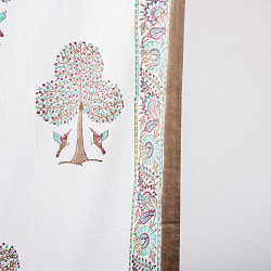 ジャイプル　職人手作り　インド伝統の木版染め更紗マルチクロス〔約225cm×約152cm〕美しい色彩　ボタニカル　テーブルクロス　ベッドカバー　ソファーカバー　パーテーションなどへ - サブ5