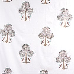 ジャイプル 職人手作り インド伝統の木版染め更紗マルチクロス〔約225cm×約152cm〕美しい色彩 ボタニカル テーブルクロス ベッドカバー ソファーカバー パーテーションなどへ(ID-BDCB-1552)