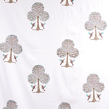 ジャイプル 職人手作り インド伝統の木版染め更紗マルチクロス〔約225cm×約152cm〕美しい色彩 ボタニカル テーブルクロス ベッドカバー ソファーカバー パーテーションなどへ