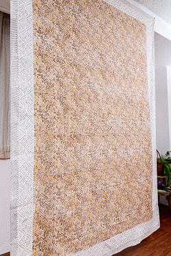 ジャイプル 職人手作り インド伝統の木版染め更紗マルチクロス〔約224cm×約150cm〕美しい色彩 ボタニカル テーブルクロス ベッドカバー ソファーカバー パーテーションなどへ - サブ3