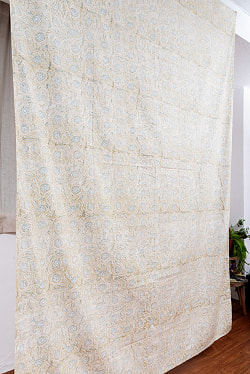 ジャイプル 職人手作り インド伝統の木版染め更紗マルチクロス〔約220cm×約152cm〕美しい色彩 ボタニカル テーブルクロス ベッドカバー ソファーカバー パーテーションなどへ - サブ3