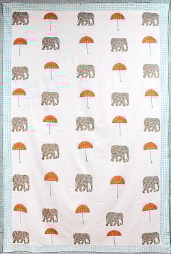 ジャイプル 職人手作り インド伝統の木版染め更紗マルチクロス〔約227cm×約152cm〕美しい色彩 ボタニカル テーブルクロス ベッドカバー ソファーカバー パーテーションなどへ - サブ2