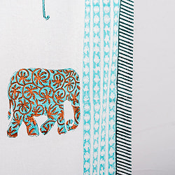 ジャイプル　職人手作り　インド伝統の木版染め更紗マルチクロス〔約227cm×約152cm〕美しい色彩　ボタニカル　テーブルクロス　ベッドカバー　ソファーカバー　パーテーションなどへ - サブ5