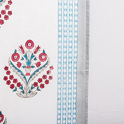 ジャイプル　職人手作り　インド伝統の木版染め更紗マルチクロス〔約224cm×約155cm〕美しい色彩　ボタニカル　テーブルクロス　ベッドカバー　ソファーカバー　パーテーションなどへ - サブ5