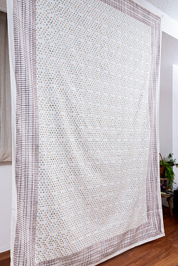 ジャイプル 職人手作り インド伝統の木版染め更紗マルチクロス〔約232cm×約154cm〕美しい色彩 ボタニカル テーブルクロス ベッドカバー ソファーカバー パーテーションなどへ - サブ3